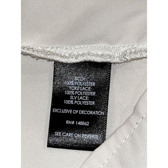 Torrid  Ivory Lace & Sheer Long Sleeve Crew Neck Flowy Blouse Women's Top Size 3 - Picture 9 of 9